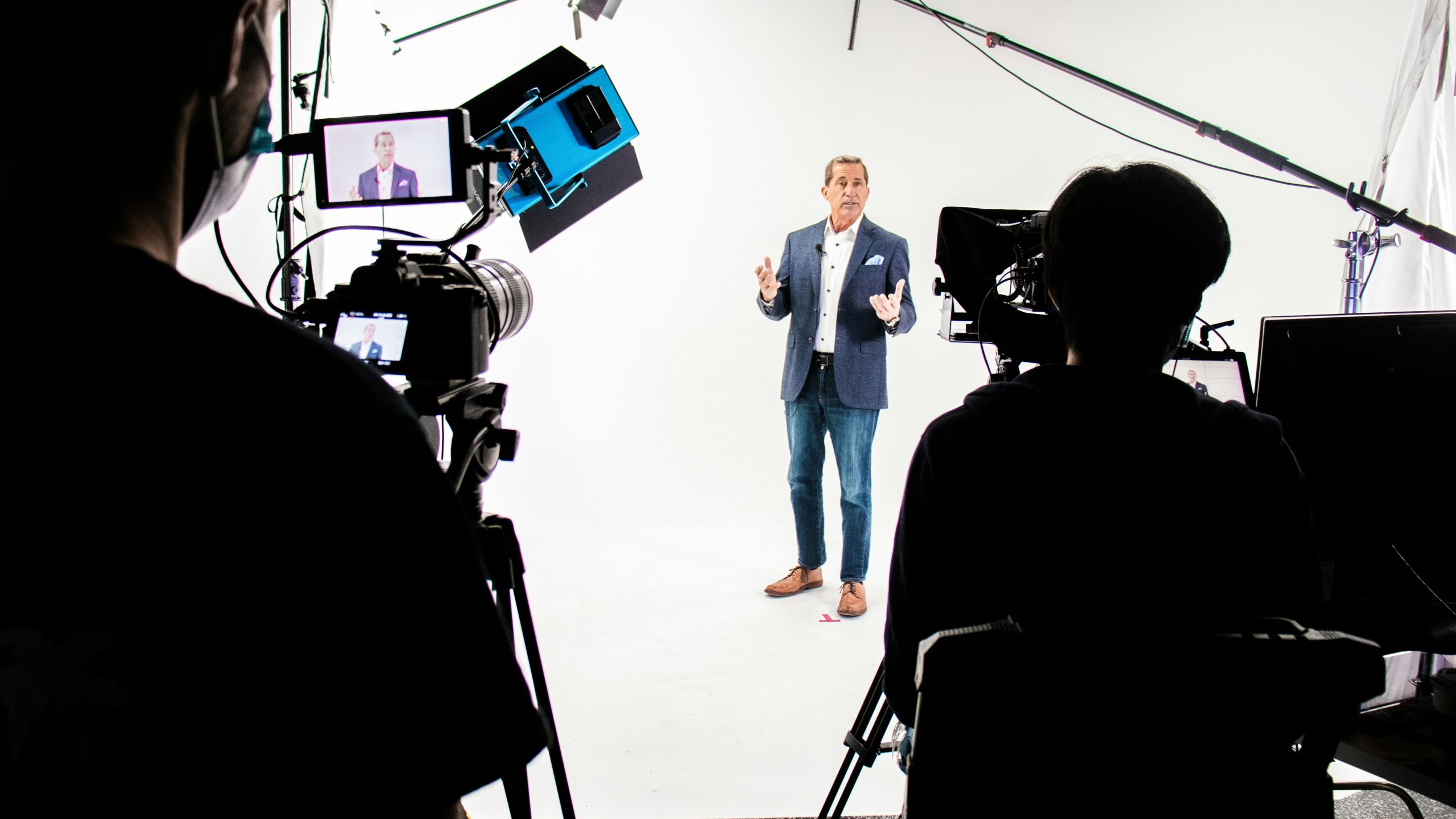 Teleprompter profissional em estúdio de gravação